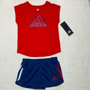 Adidas Shorts Outfit NEW Red & Navy Blue Toddler